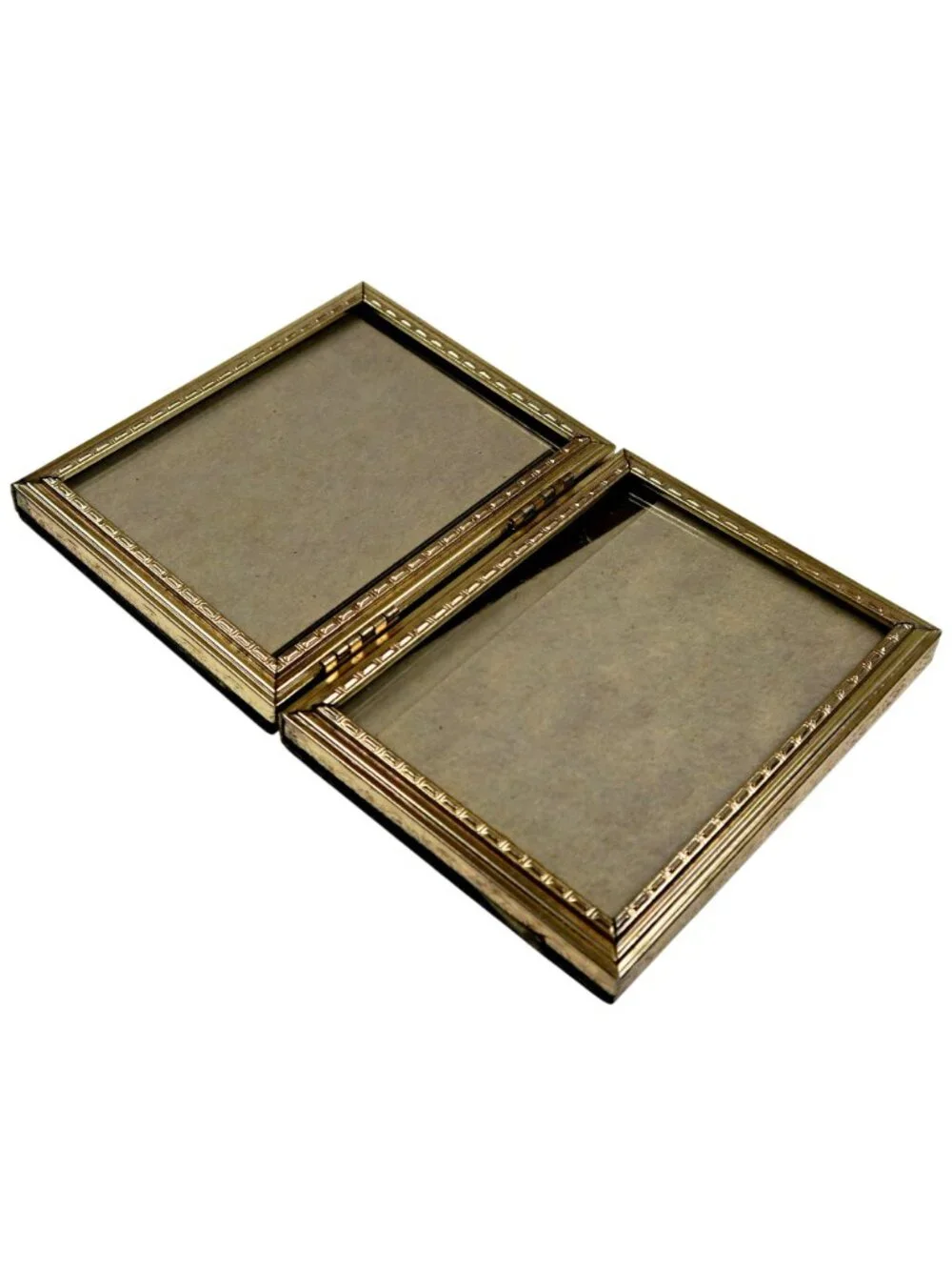Vintage Gold‑Tone Picture Frames Set of 3, with Hinged Double Frame, 1950s-70s